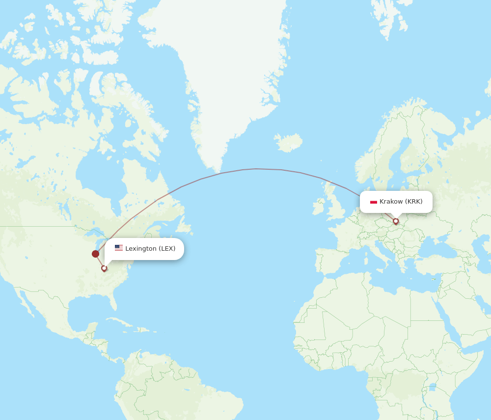 LEX-KRK flight routes