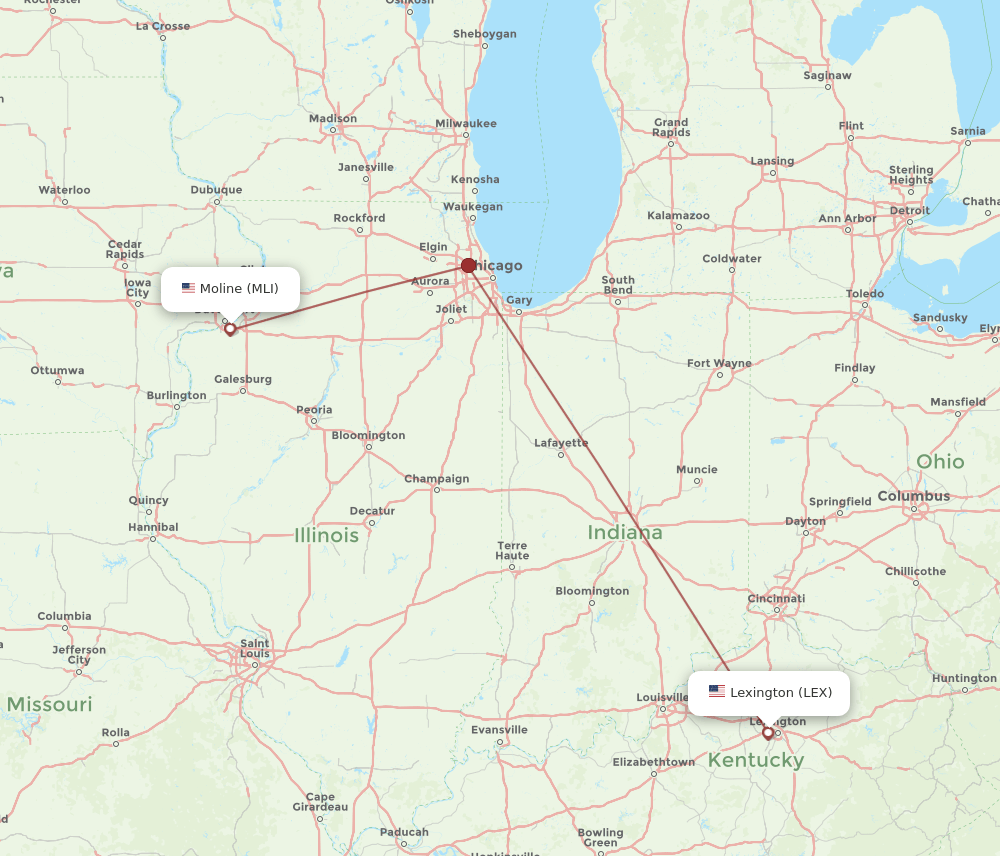 LEX-MLI flight routes