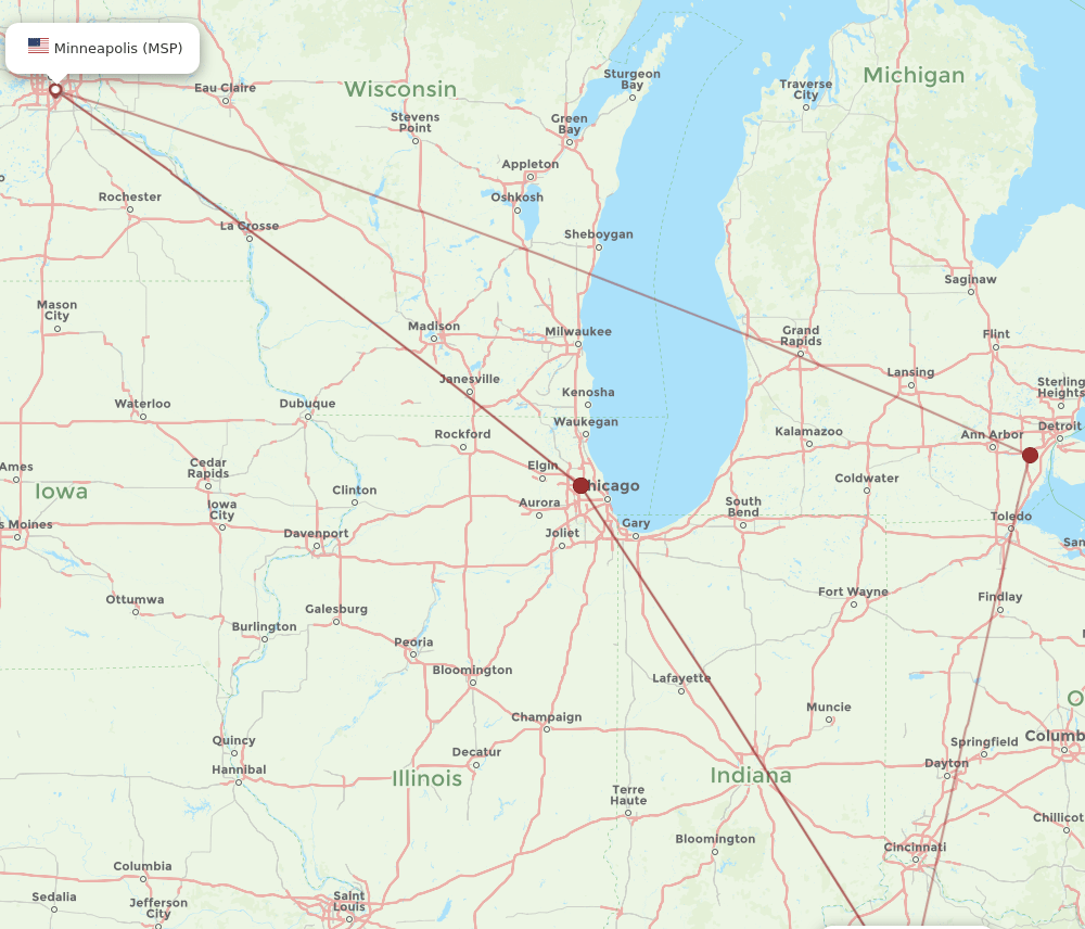 LEX-MSP flight routes