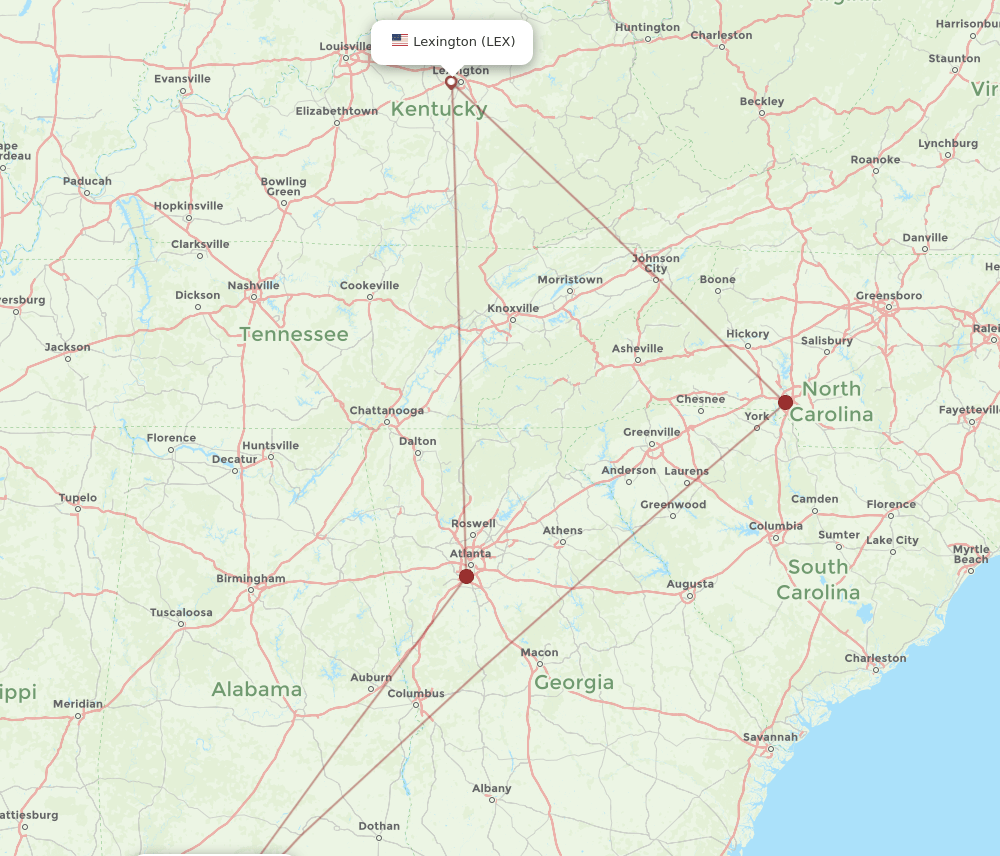 LEX-PNS flight routes