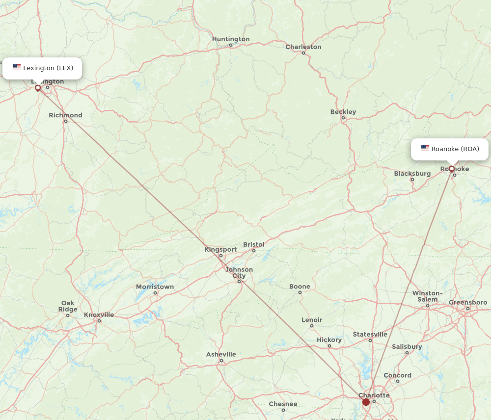 LEX-ROA flight routes