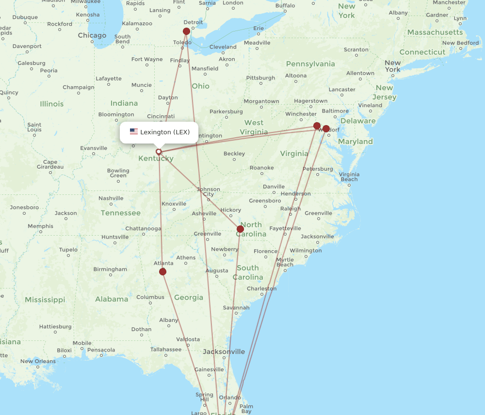 LEX-RSW flight routes