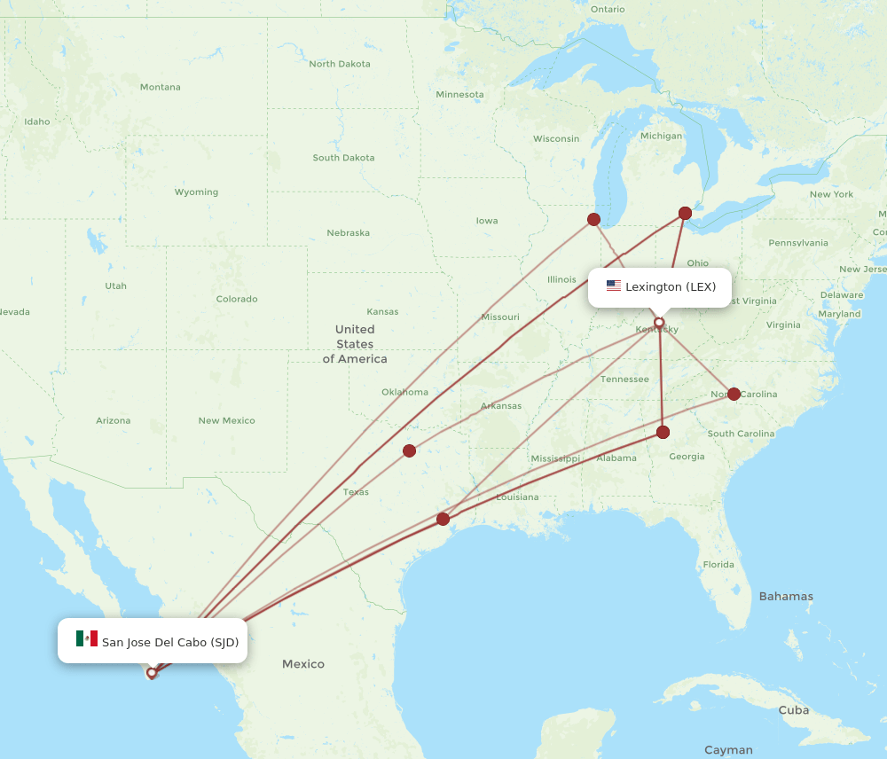 LEX-SJD flight routes