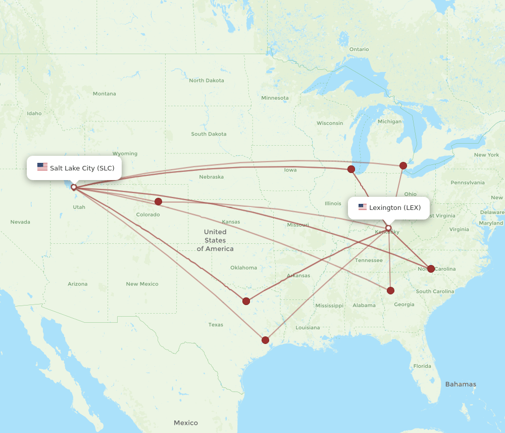 LEX to SLC flights and routes map
