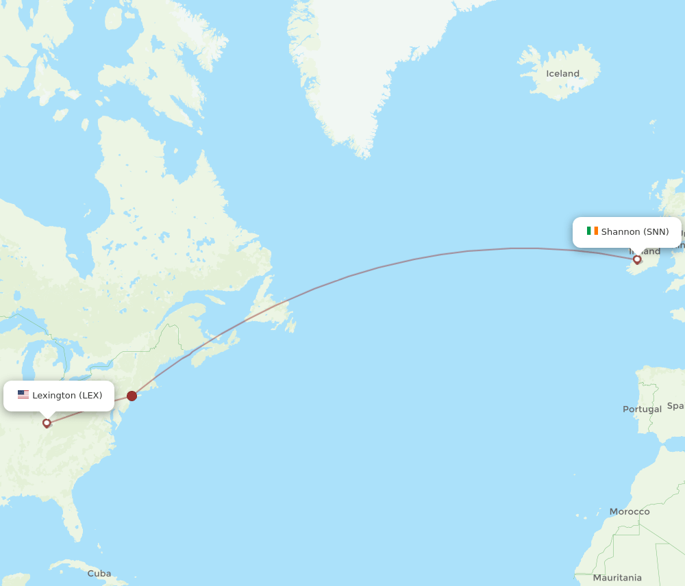 LEX to SNN flights and routes map