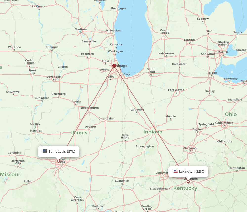 LEX-STL flight routes