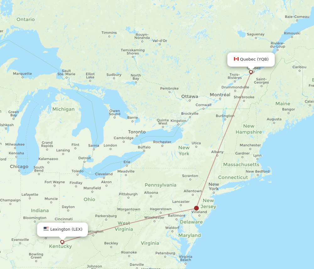 LEX-YQB flight routes