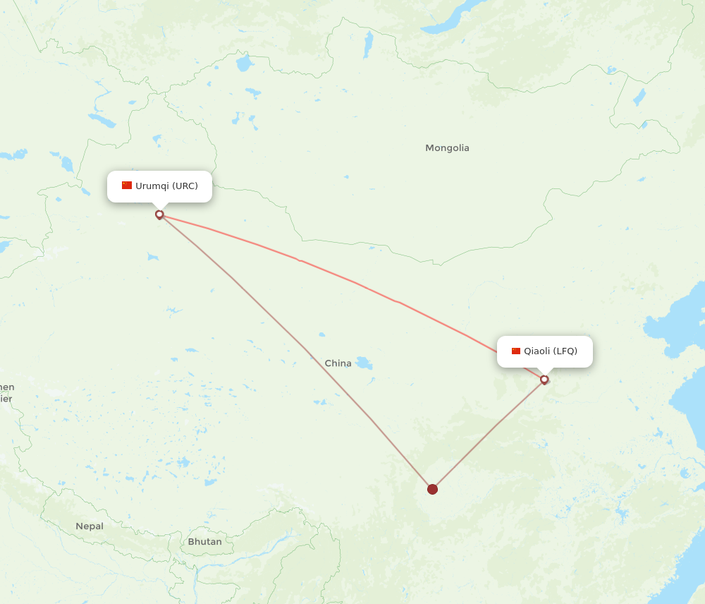 LFQ to URC flights and routes map