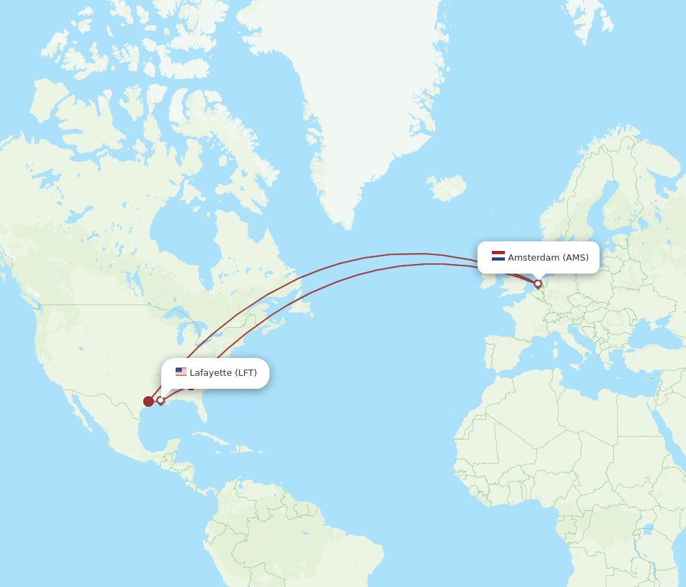 LFT-AMS flight routes