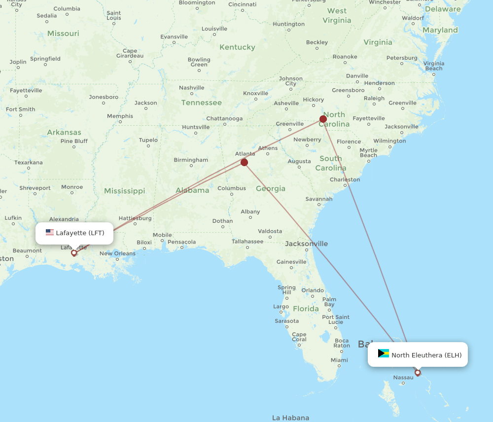 LFT-ELH flight routes