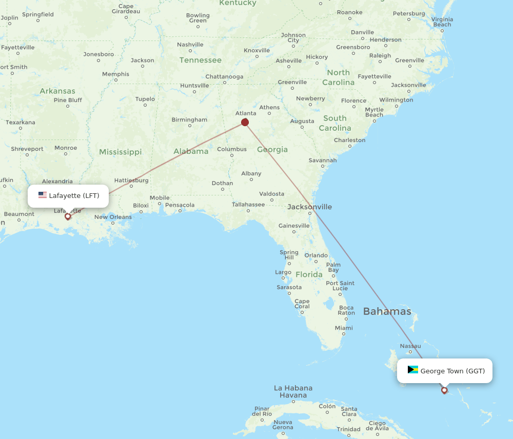 LFT-GGT flight routes