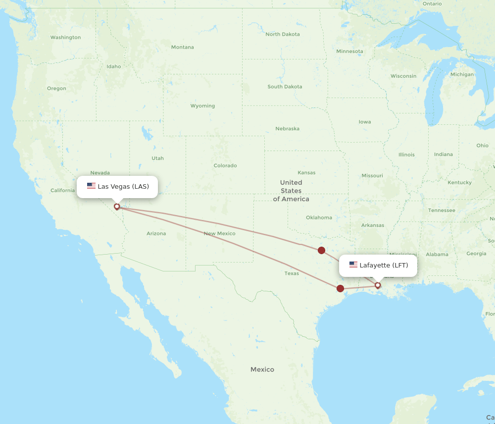 LFT-LAS flight routes
