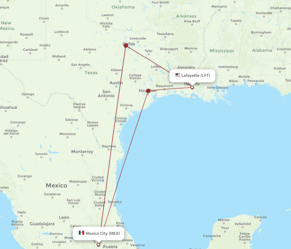 LFT-MEX flight routes