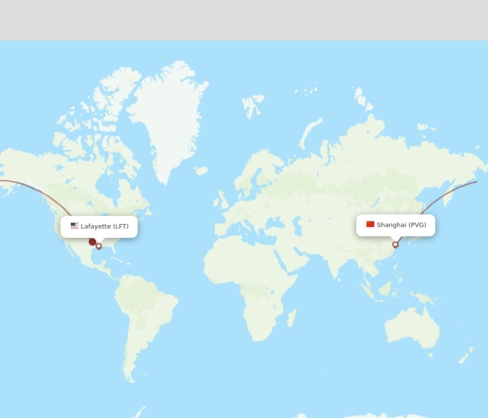 LFT to PVG flights and routes map