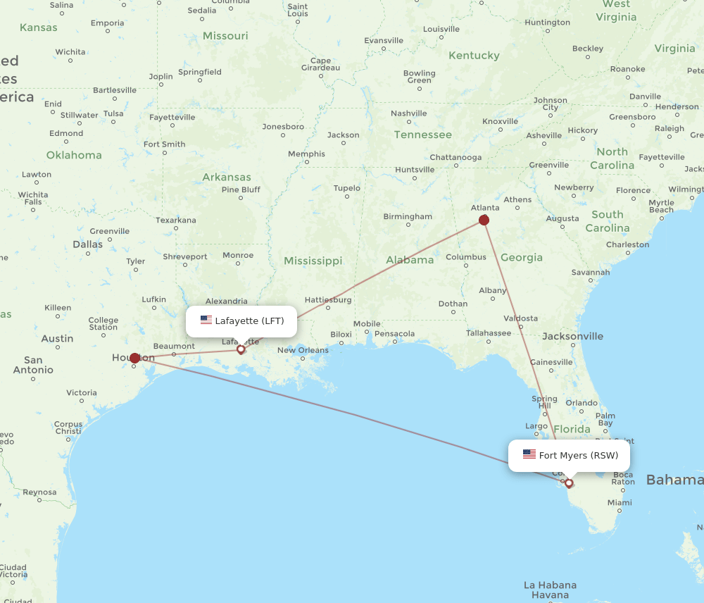 LFT-RSW flight routes