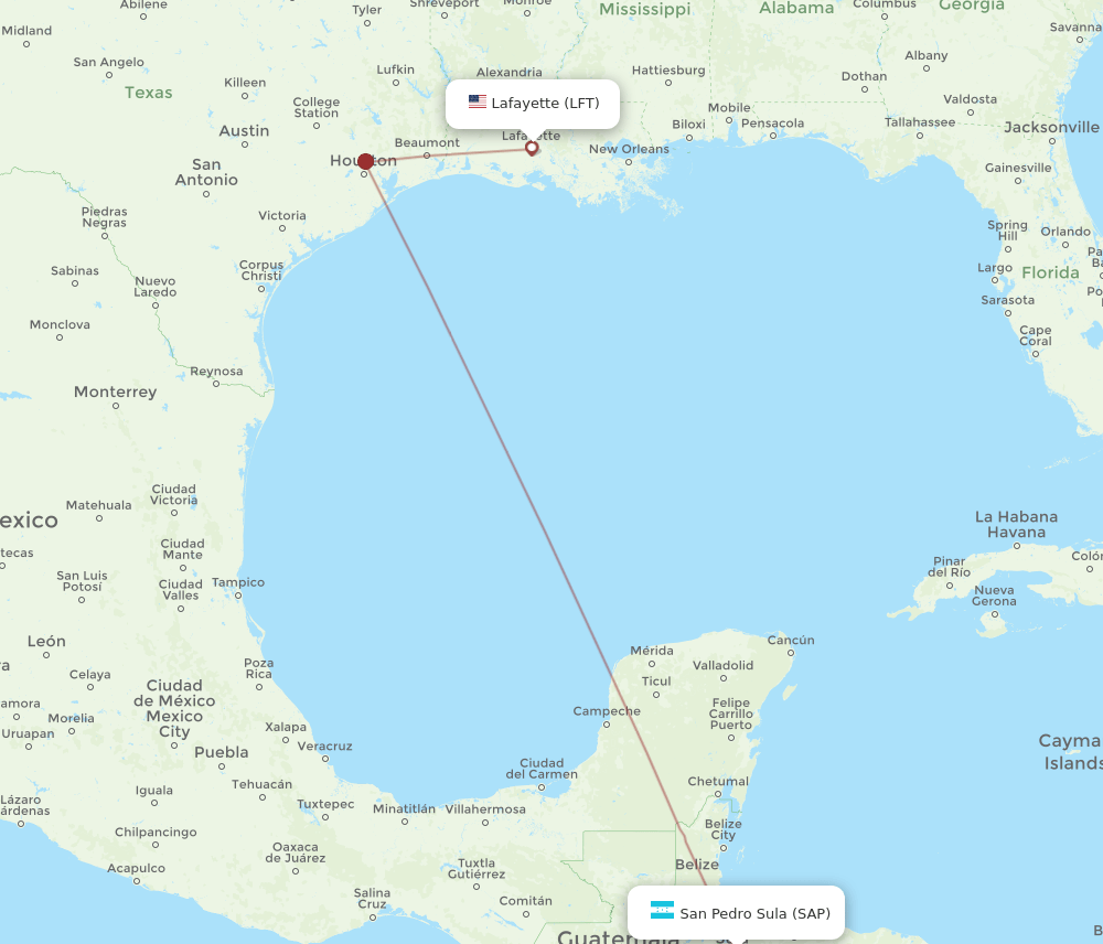 LFT-SAP flight routes
