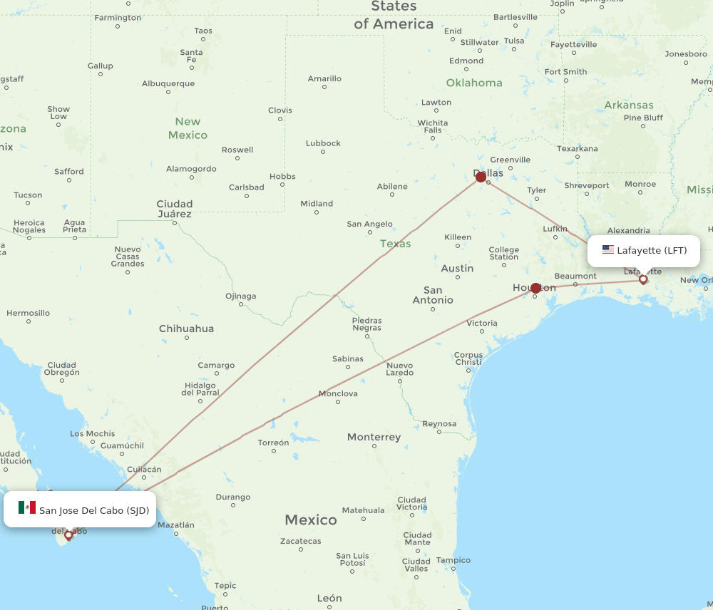 LFT-SJD flight routes