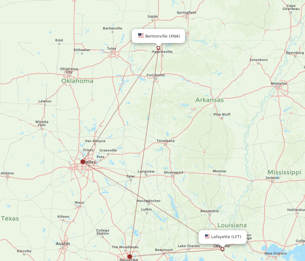 LFT-XNA flight routes