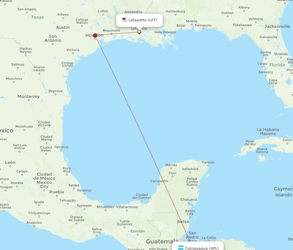 LFT-XPL flight routes