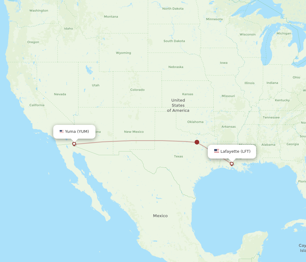 YUM to LFT flights and routes map
