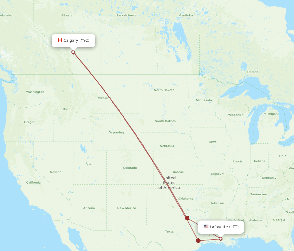 LFT-YYC flight routes