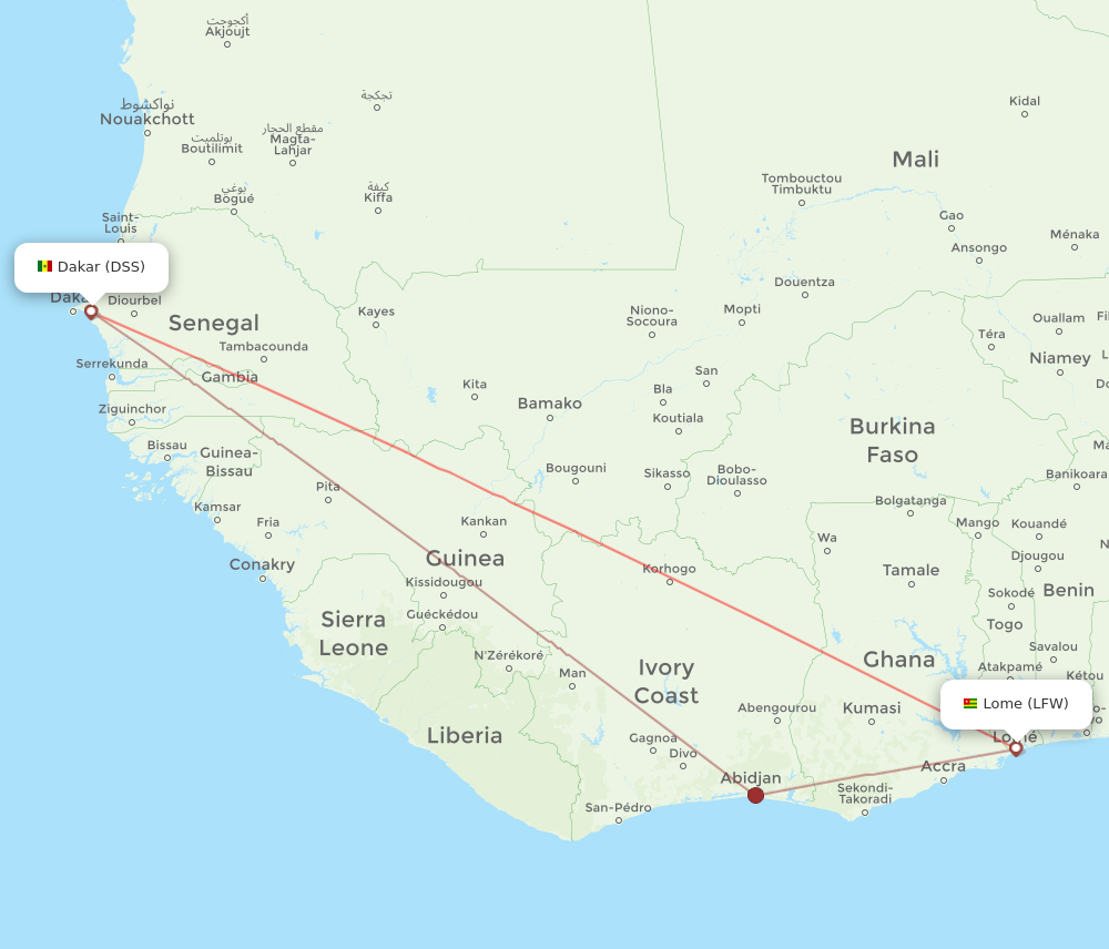 LFW to DSS flights and routes map