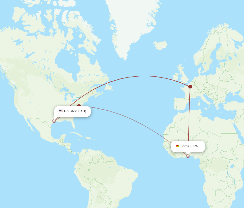 LFW to IAH flights and routes map