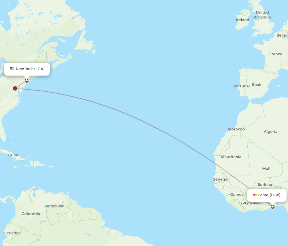 LFW-LGA flight routes