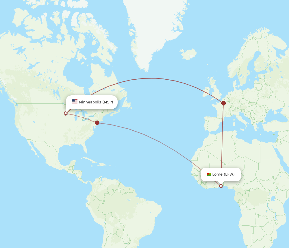 LFW-MSP flight routes