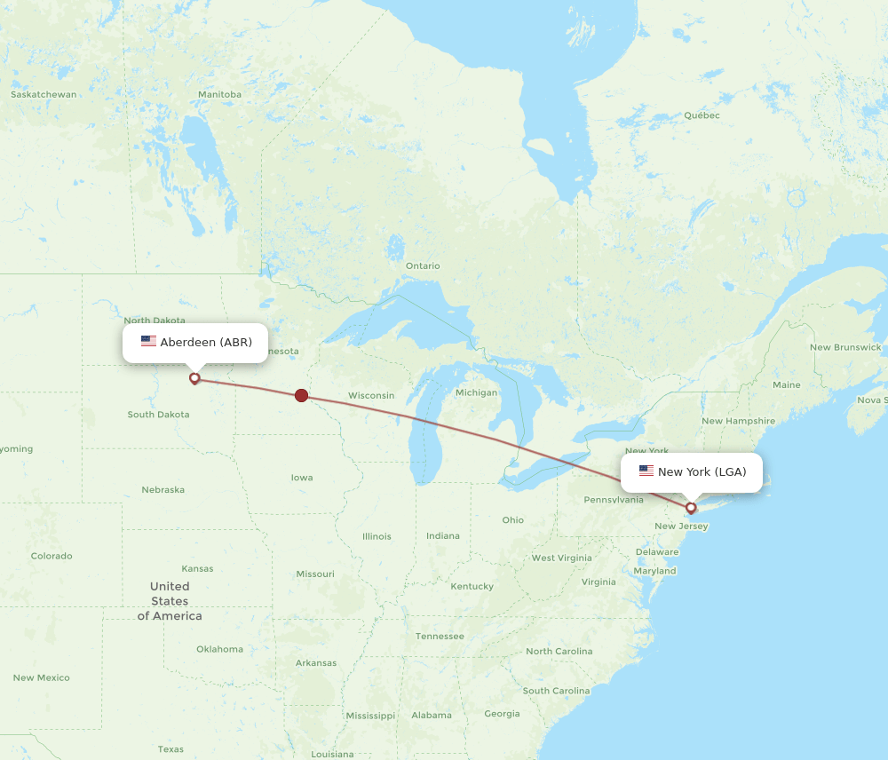 LGA-ABR flight routes