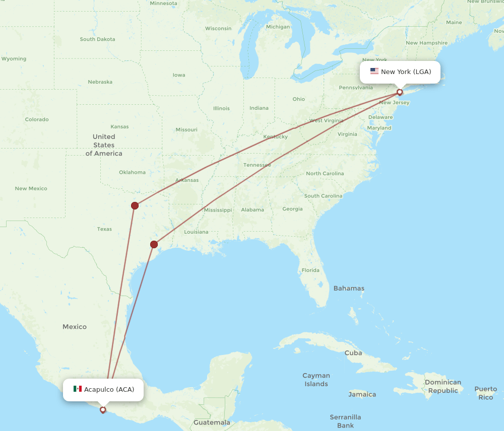 LGA-ACA flight routes