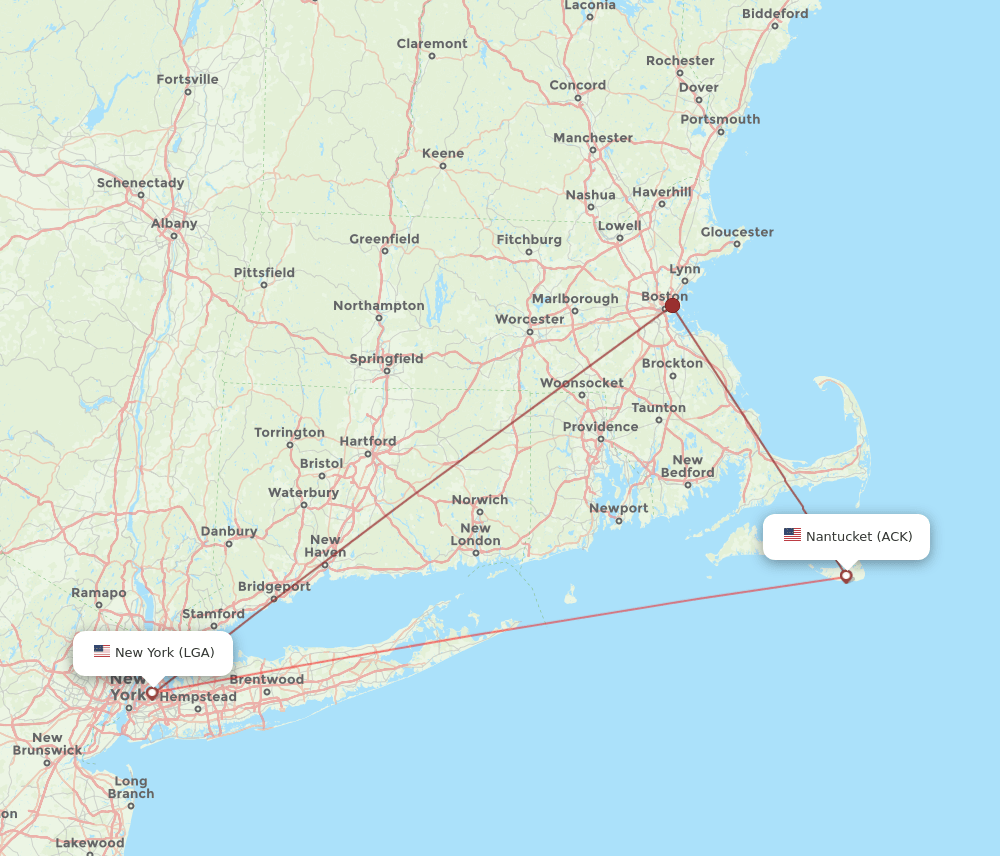 LGA-ACK flight routes