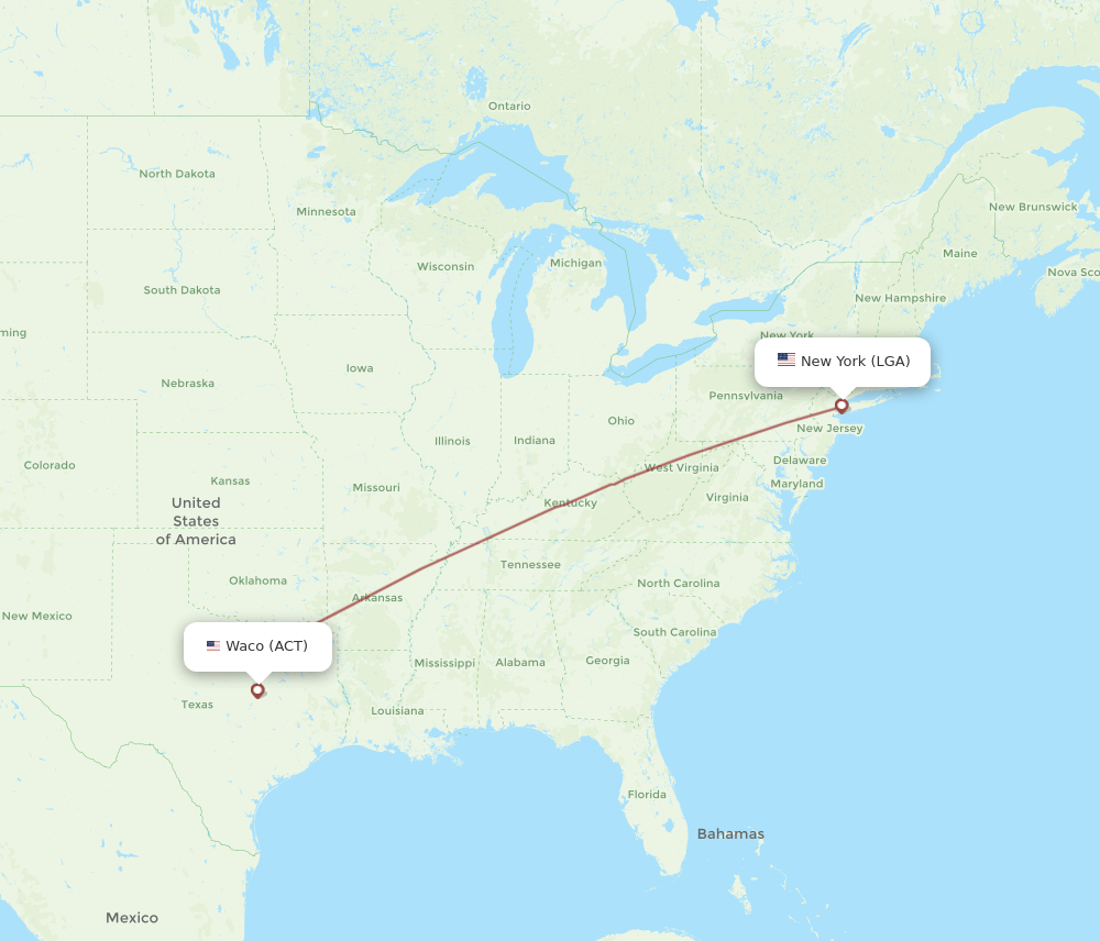 LGA-ACT flight routes