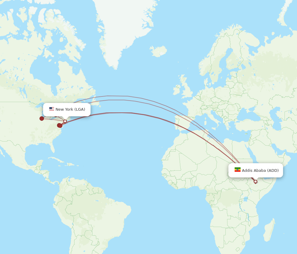 LGA-ADD flight routes