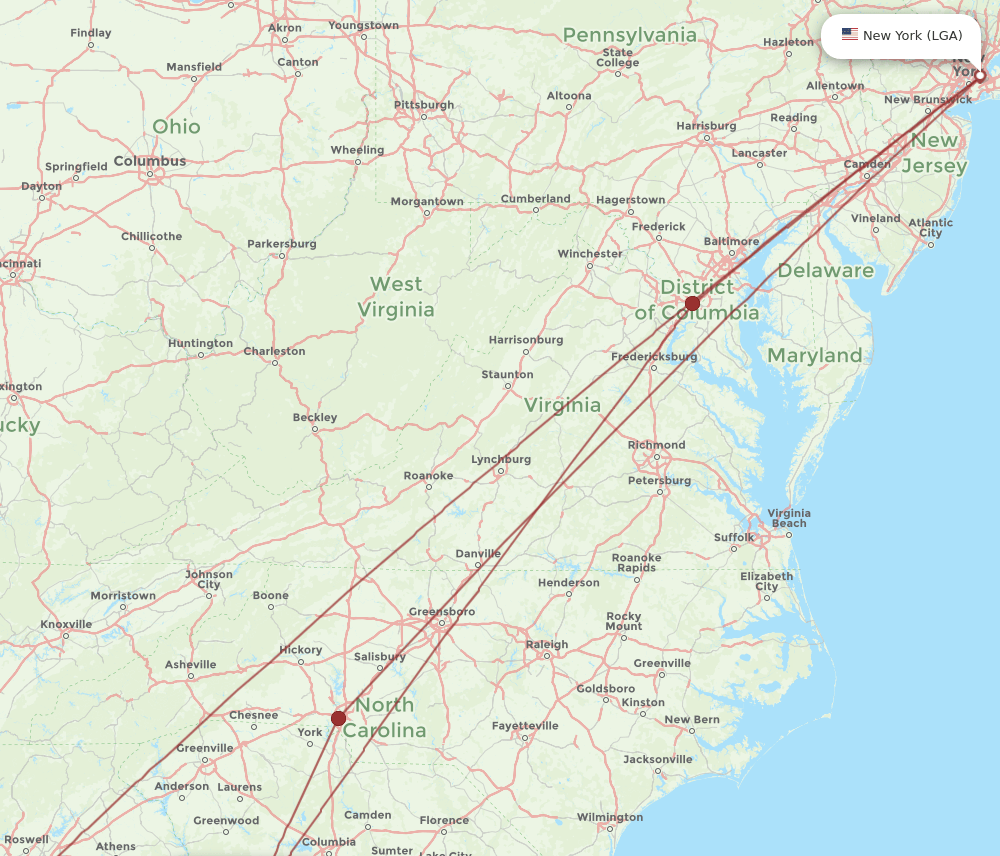 LGA-AGS flight routes