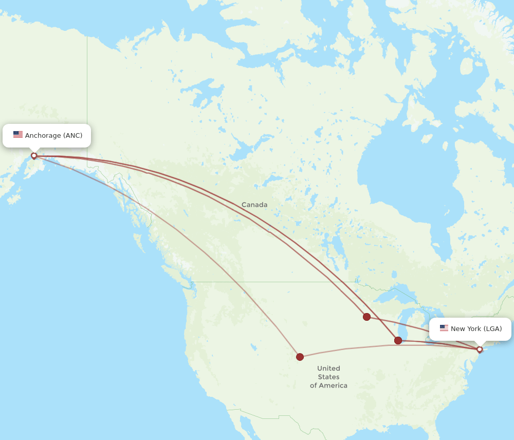 LGA-ANC flight routes