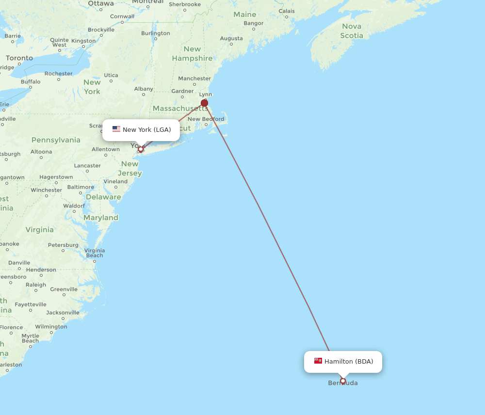 LGA-BDA flight routes