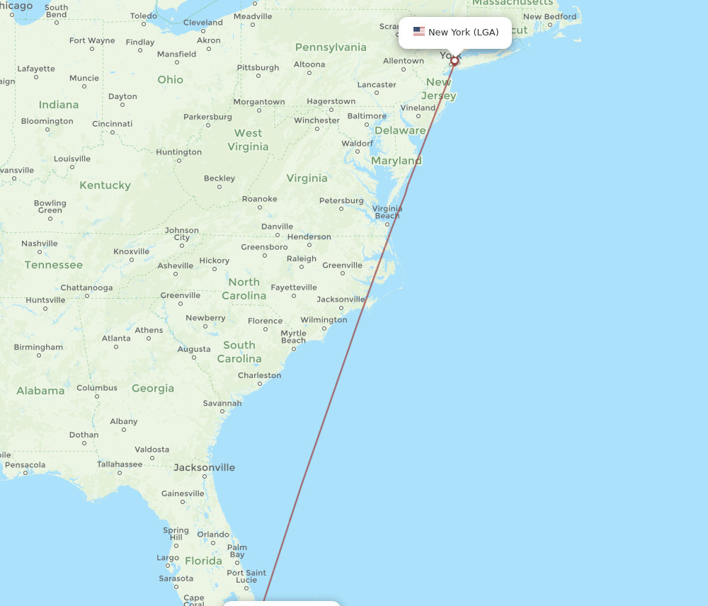 LGA-BIM flight routes