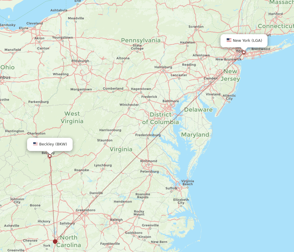 LGA-BKW flight routes