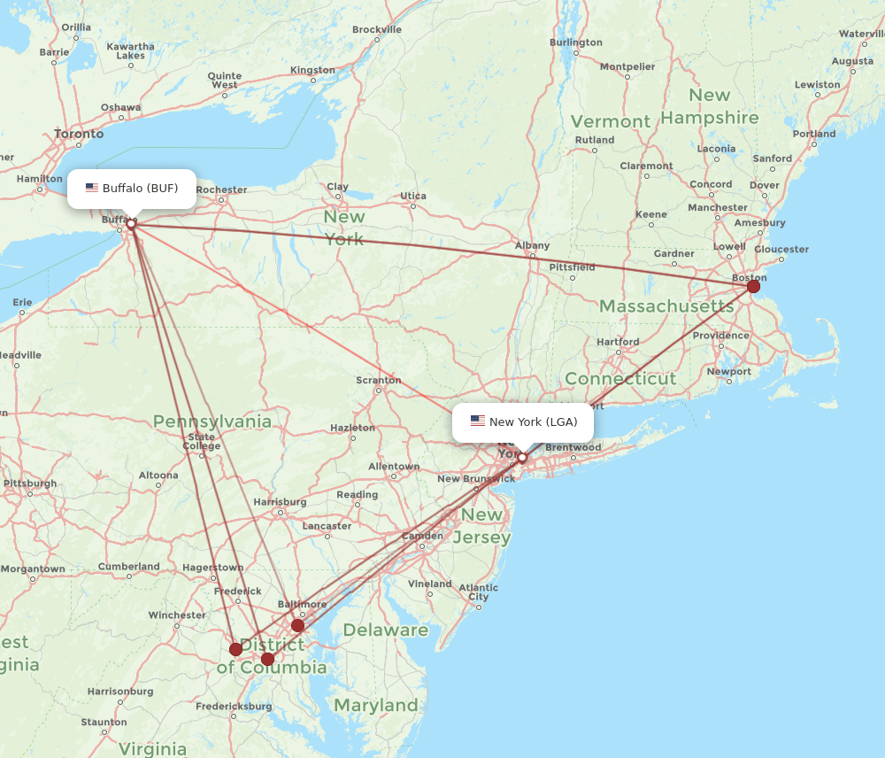 LGA-BUF flight routes