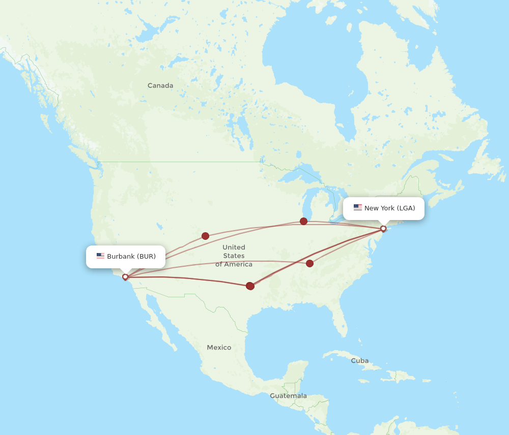 LGA-BUR flight routes