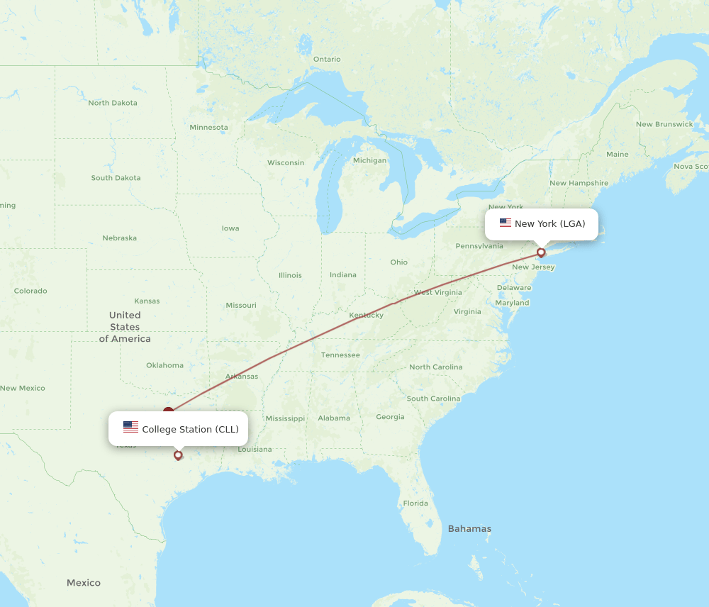 LGA-CLL flight routes