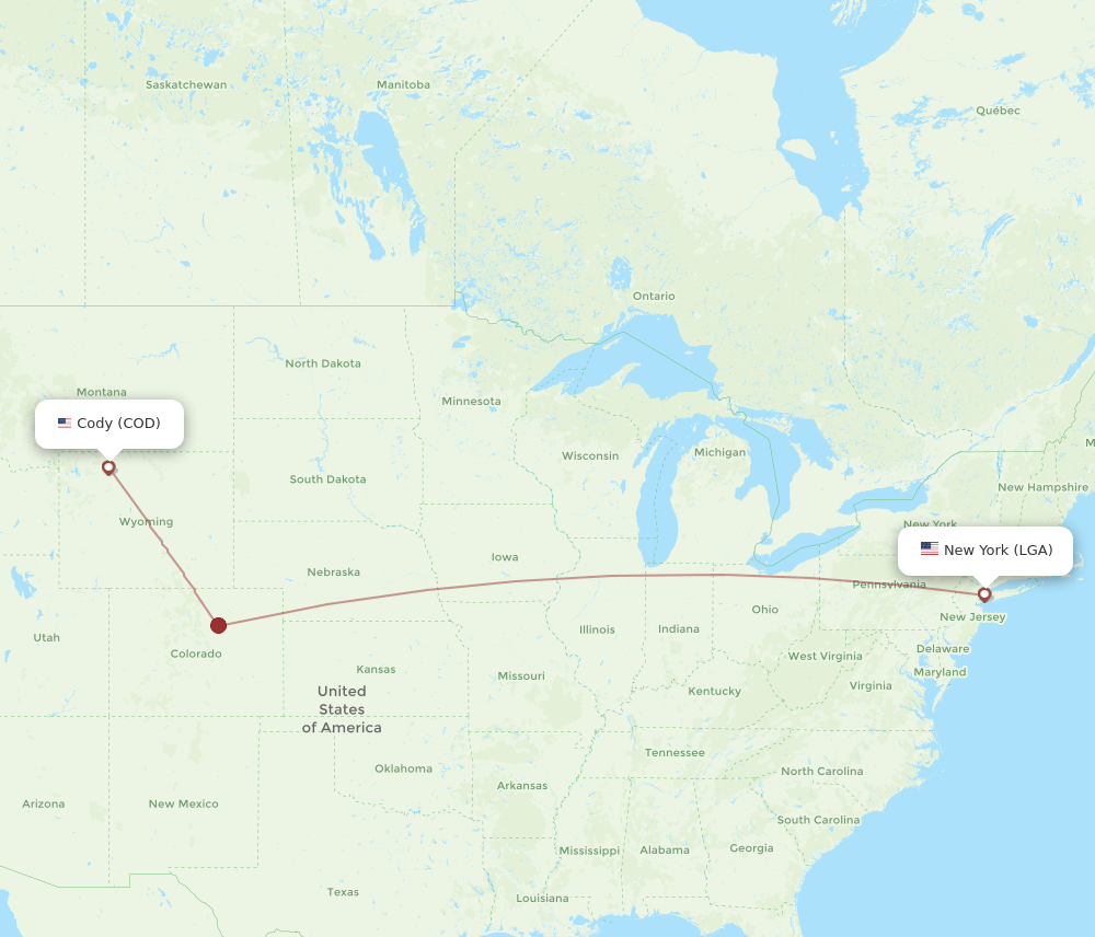LGA-COD flight routes