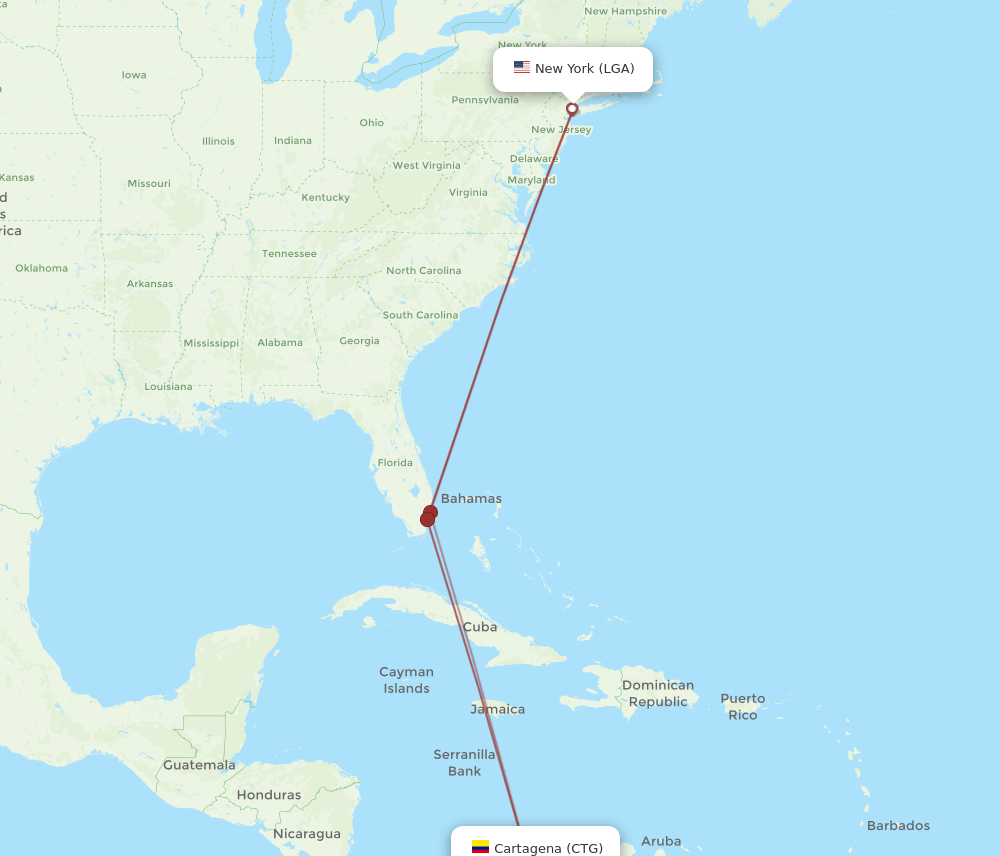 LGA-CTG flight routes