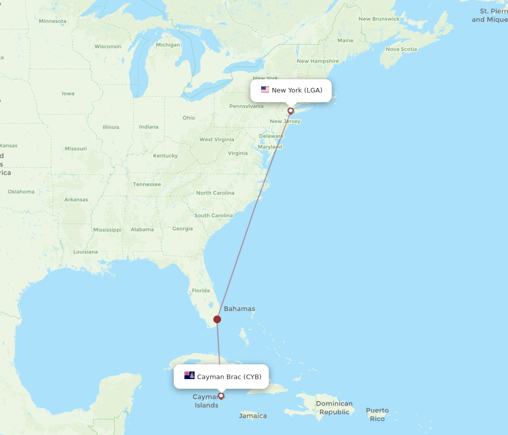 LGA-CYB flight routes