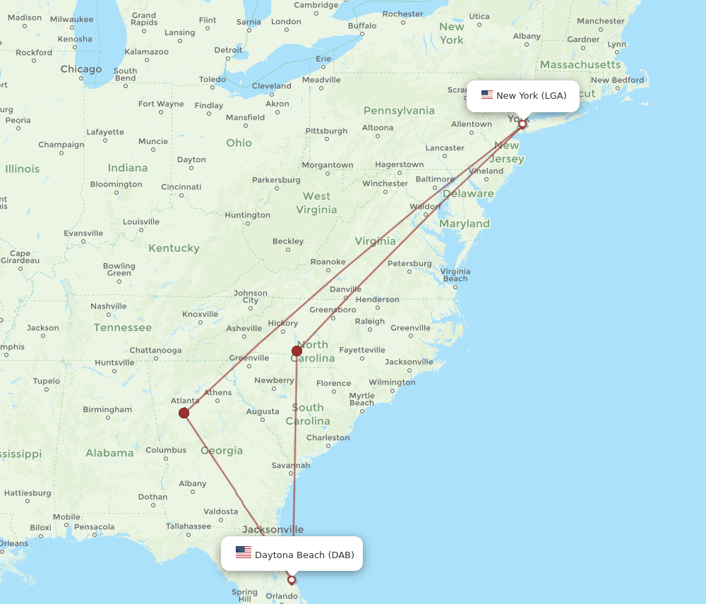 LGA-DAB flight routes