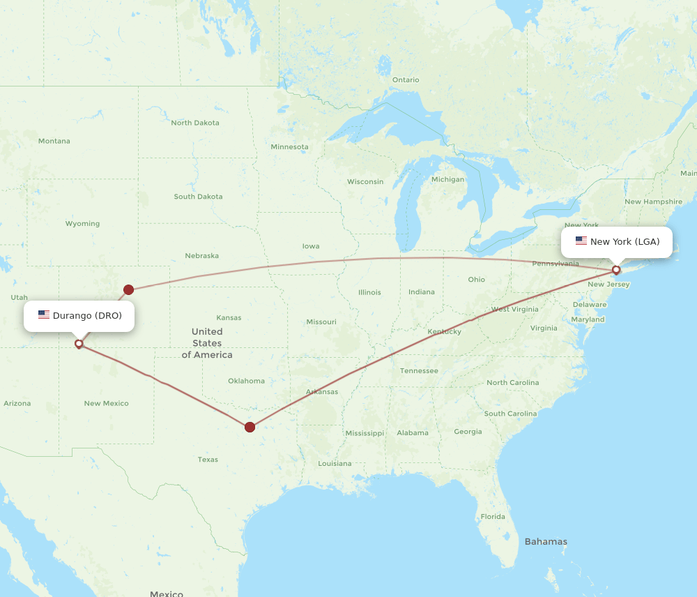 LGA-DRO flight routes