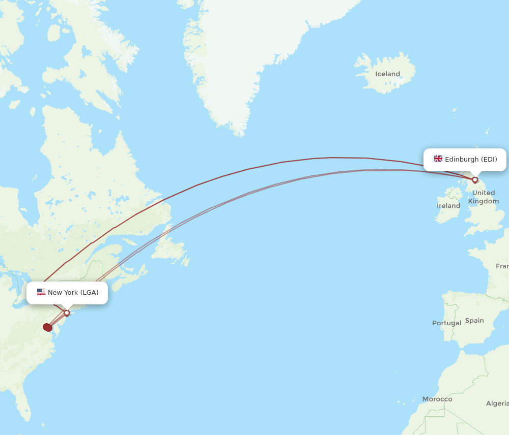 LGA to EDI flights and routes map