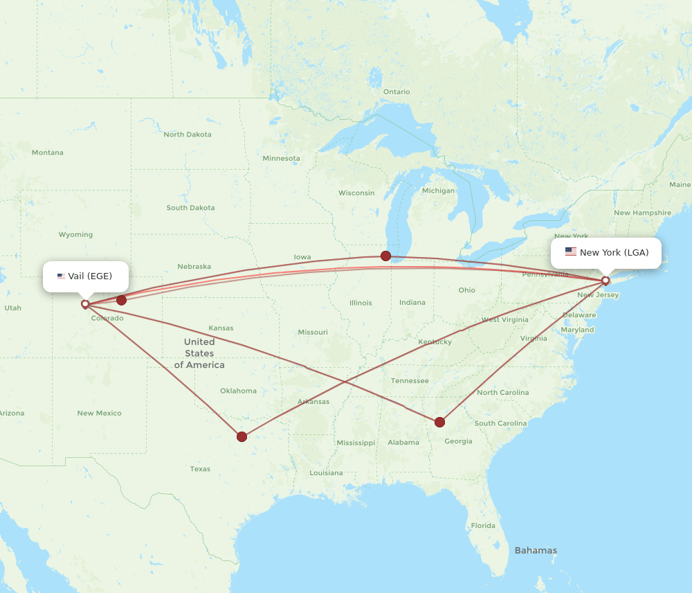 LGA-EGE flight routes
