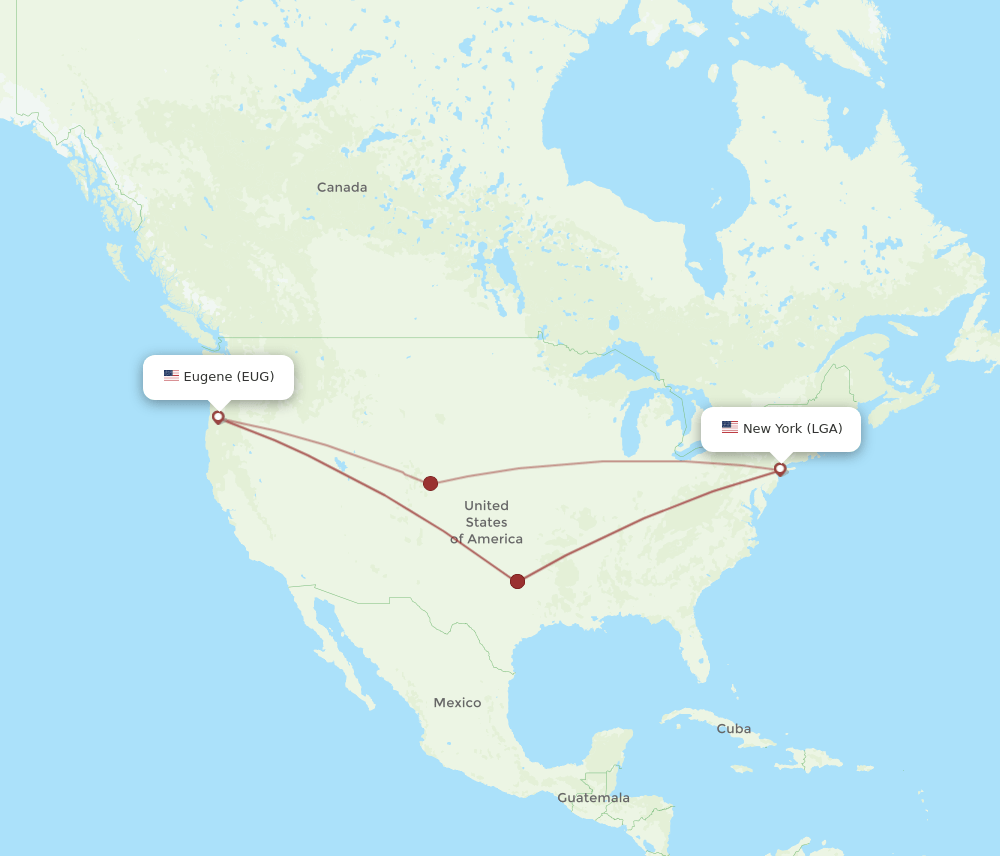LGA-EUG flight routes